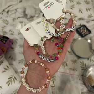 Colorful Beaded Bracelets with Letter Charms